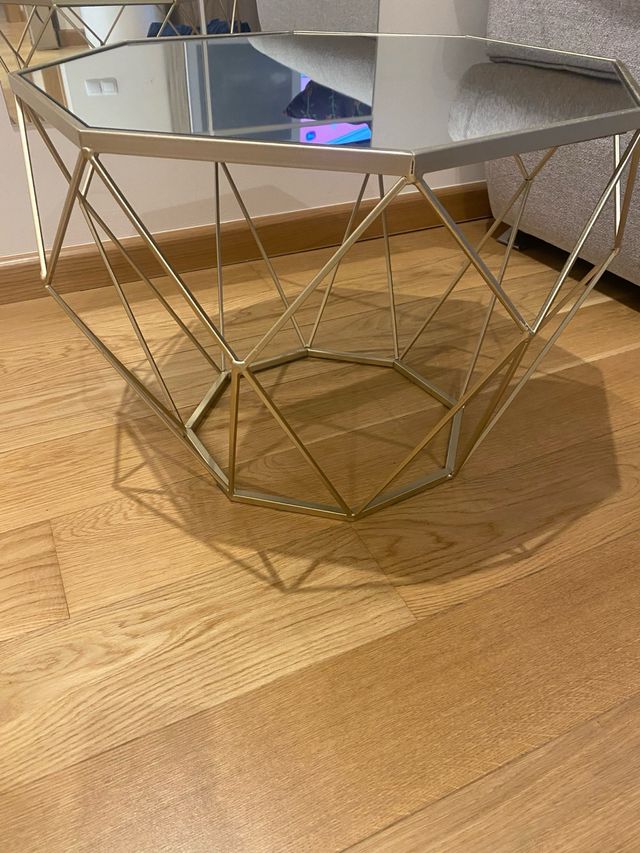 Mesas centro doradas cristal espejo