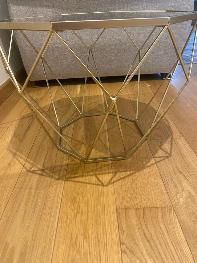 Mesas centro doradas cristal espejo