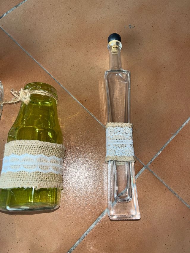 Botellas Decoración Cristal y Yute
