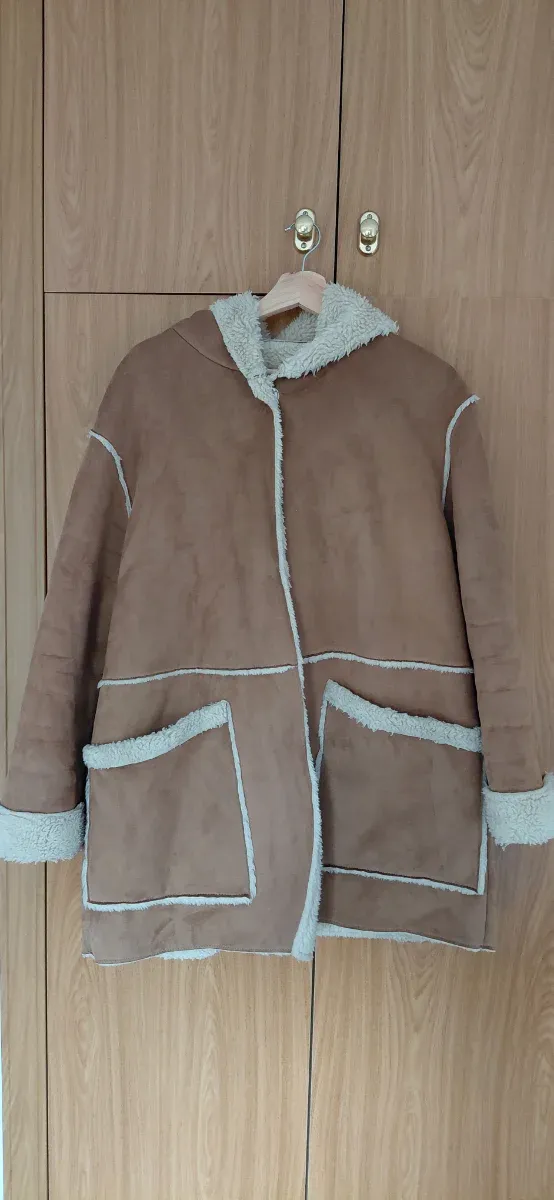 Abrigo doble faz mujer beige/marrón