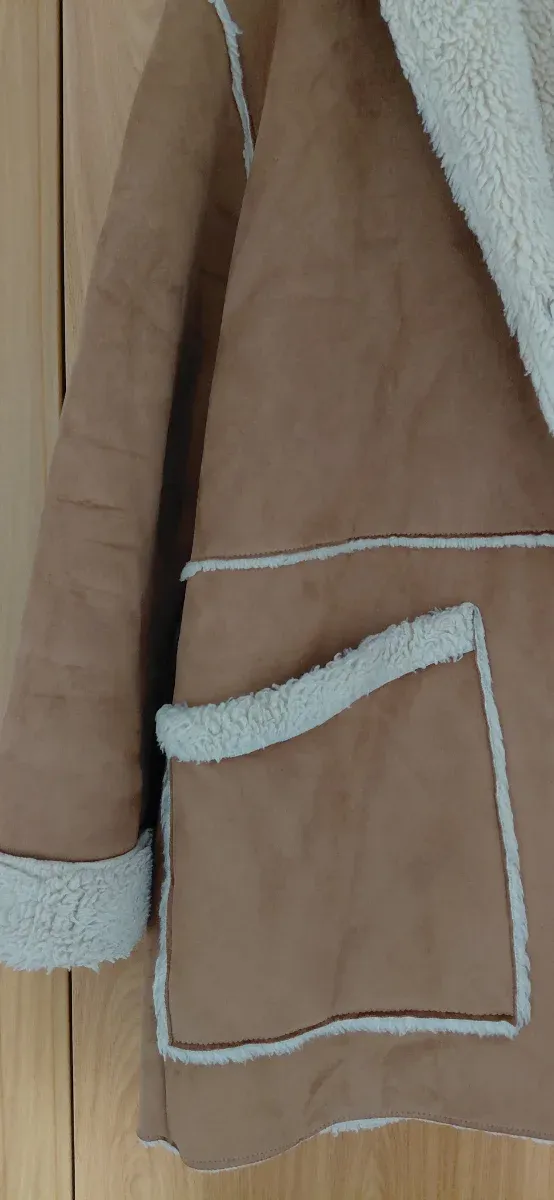 Abrigo doble faz mujer beige/marrón