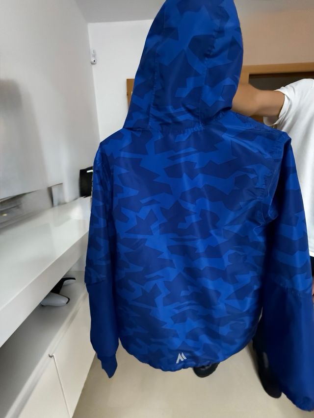 Chaqueta impermeable trekking niño azul