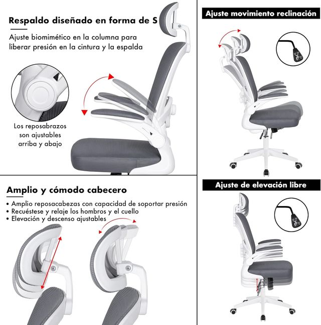 Silla de Oficina Gris/Blanca HOC919