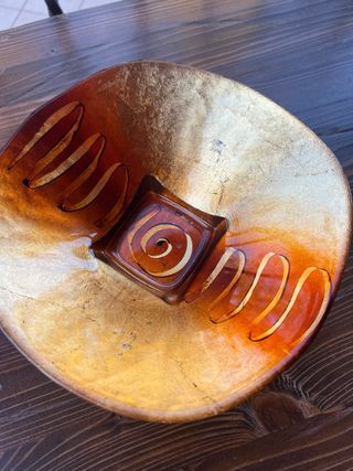 Svuotatasche elegante vetro e foglia oro