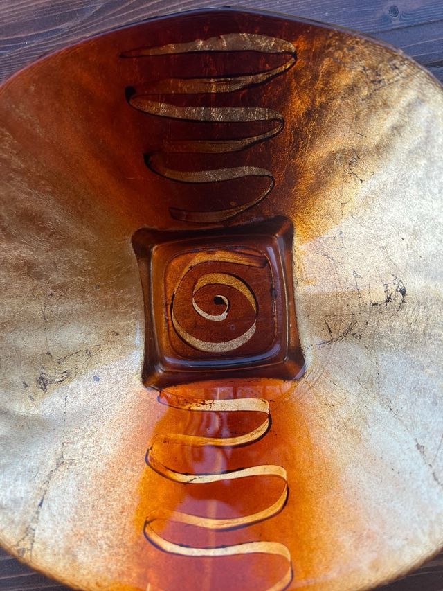 Svuotatasche elegante vetro e foglia oro