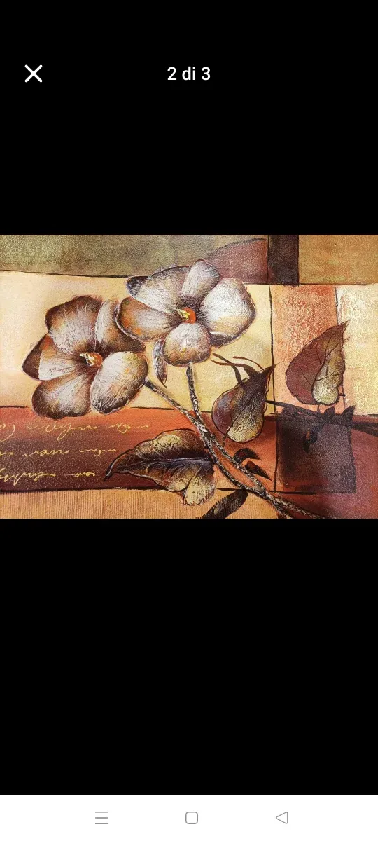 Quadro floreale beige e marrone