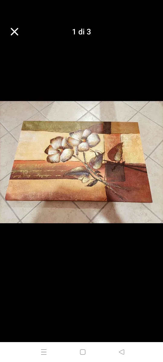 Quadro floreale beige e marrone