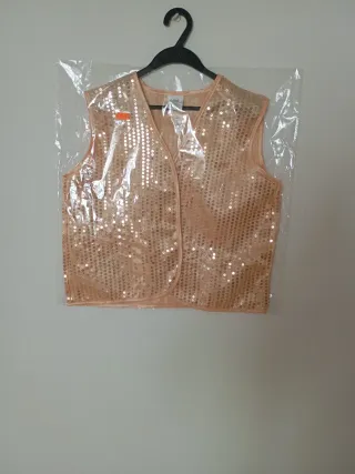 Chaleco lentejuelas dorado carnaval talla única