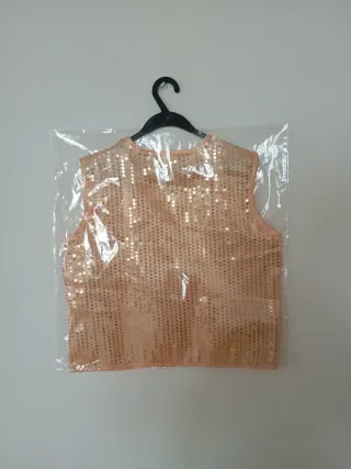 Chaleco lentejuelas dorado carnaval talla única