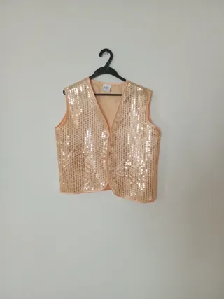 Chaleco lentejuelas dorado carnaval talla única