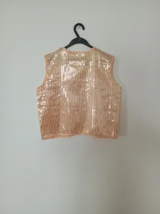 Chaleco lentejuelas dorado carnaval talla única