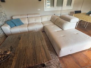 Mesa Centro Madera y Cristal 120x120 patas acero i