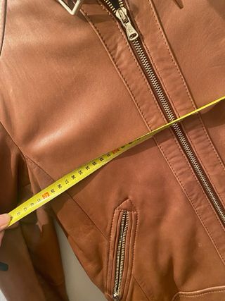 Cazadora Biker Piel Massimo Dutti Marrón