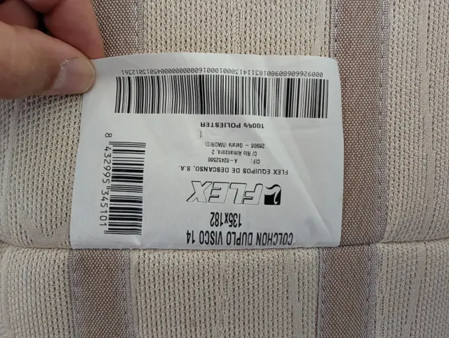 Base Cama 135x182 +Colchón Visco +6 Patas +funda