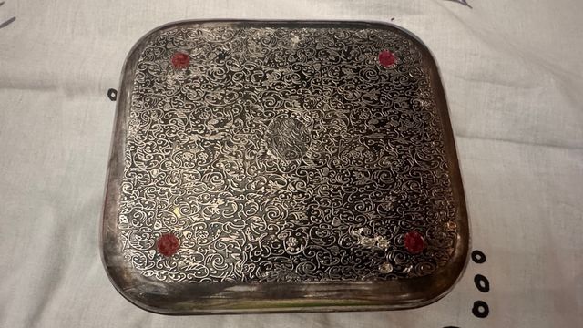 Caja Joyero Vintage Plateada Rosas