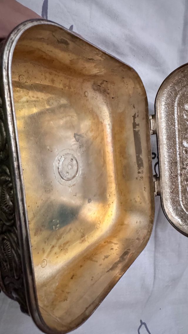 Caja Joyero Vintage Plateada Rosas