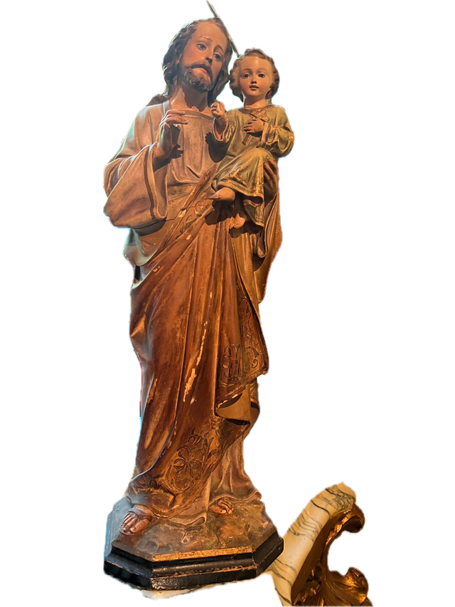 Antica scultura di San Giuseppe con il Bambino, opera di Olot