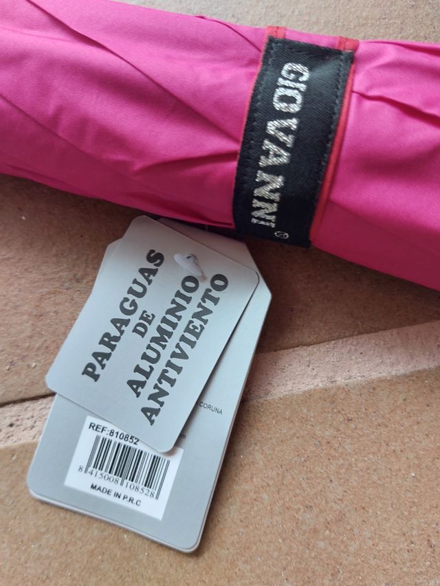 Paraguas automático rosa sin estrenar