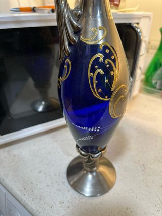 Jarrón cristal bohemia plata tallado