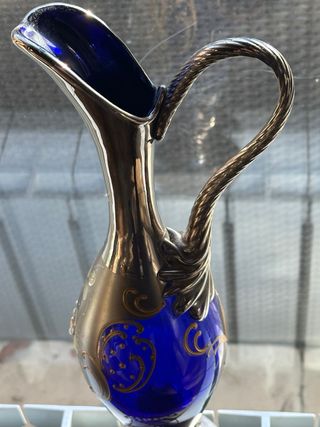 Jarrón cristal bohemia plata tallado