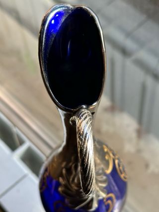 Jarrón cristal bohemia plata tallado