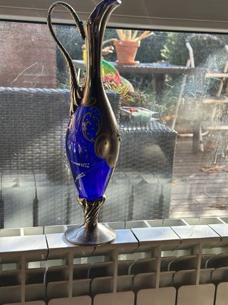 Jarrón cristal bohemia plata tallado