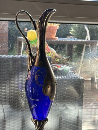 Jarrón cristal bohemia plata tallado