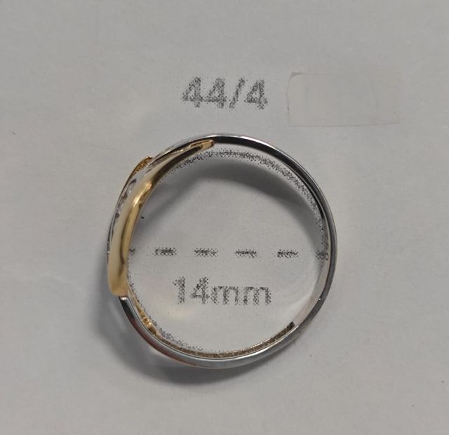 Anello in oro 18k con due ori e zirconi 051-01-00458