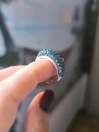 Anillo Swarovski Cristales Azules y Plateado