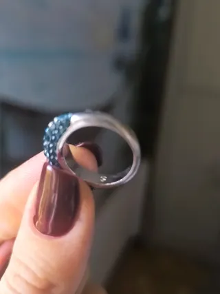 Anillo Swarovski Cristales Azules y Plateado