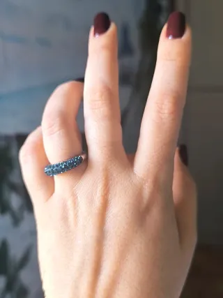 Anillo Swarovski Cristales Azules y Plateado