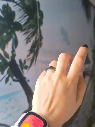 Anillo Swarovski Cristales Azules y Plateado