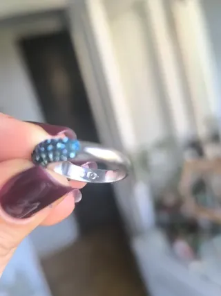 Anillo Swarovski Cristales Azules y Plateado