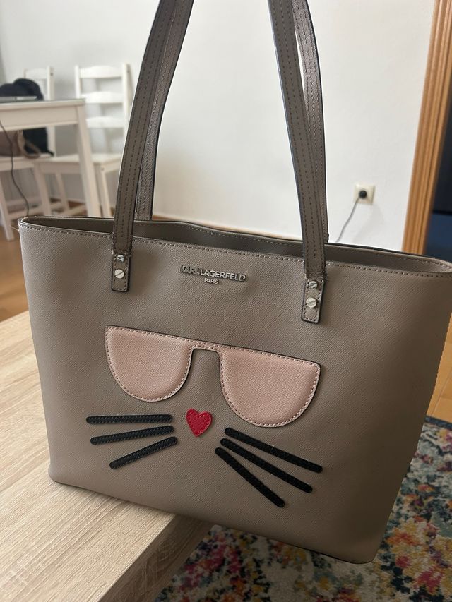 Bolso Karl Lagerfeld Gato Beige y Rosa