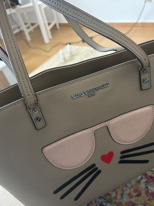 Bolso Karl Lagerfeld Gato Beige y Rosa