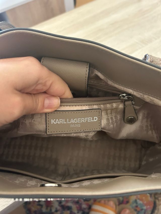 Bolso Karl Lagerfeld Gato Beige y Rosa