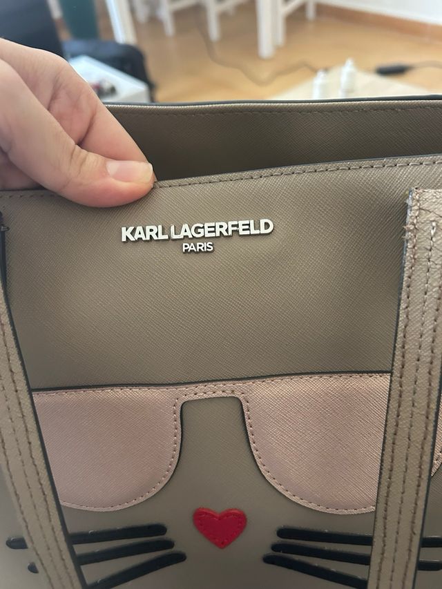 Bolso Karl Lagerfeld Gato Beige y Rosa