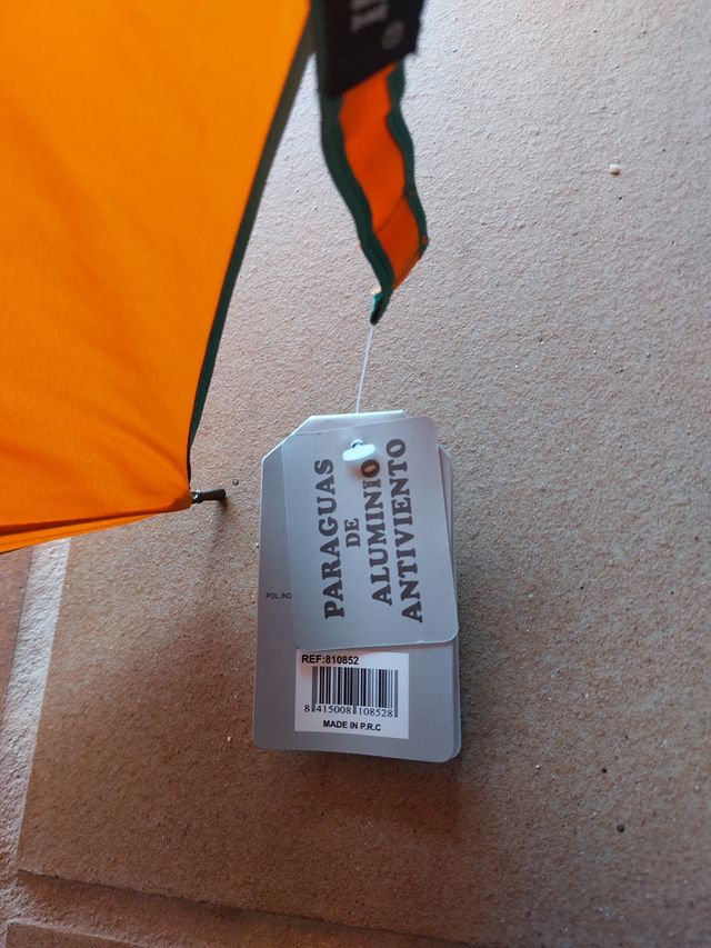 Paraguas automático naranja nuevo con etiquetas