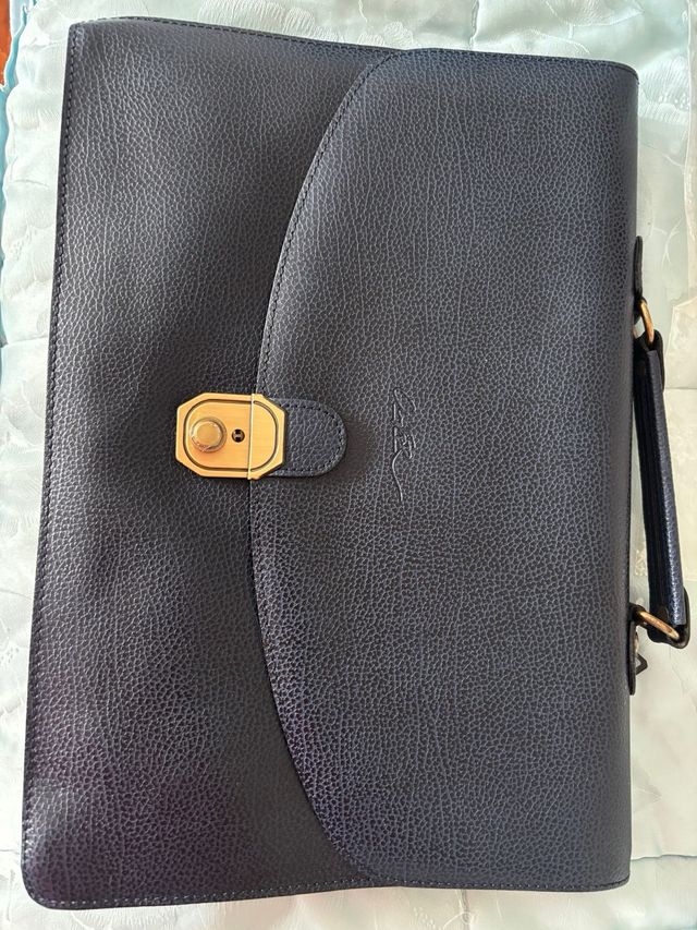 Maletín piel azul y dorado