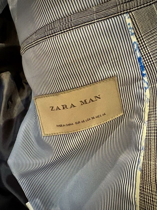 Blazer cuadros Zara azul y gris