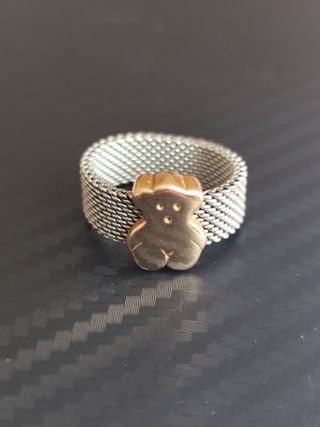 Anillo Tous Oso Oro 18k y Acero Inox