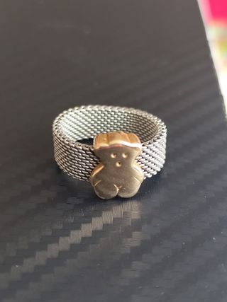 Anillo Tous Oso Oro 18k y Acero Inox