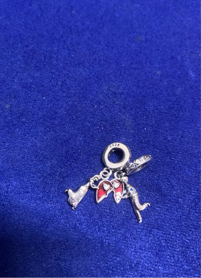 Charm pareja corazón pulsera Pandora collar plata