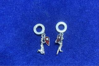 Charm pareja corazón pulsera Pandora collar plata
