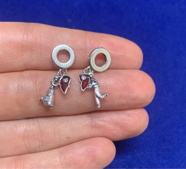 Charm pareja corazón pulsera Pandora collar plata