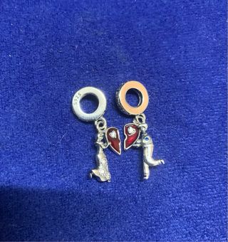 Charm pareja corazón pulsera Pandora collar plata