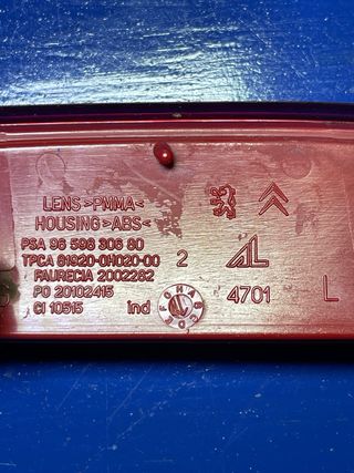 Catadióptrico Fiat Scudo Parachoques Trasero