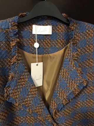 Giacca lana misto blu e marrone