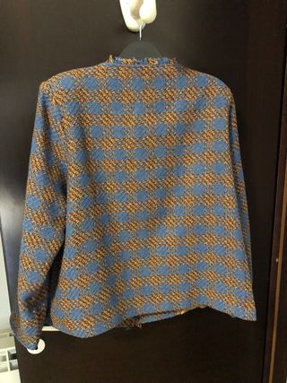 Giacca lana misto blu e marrone