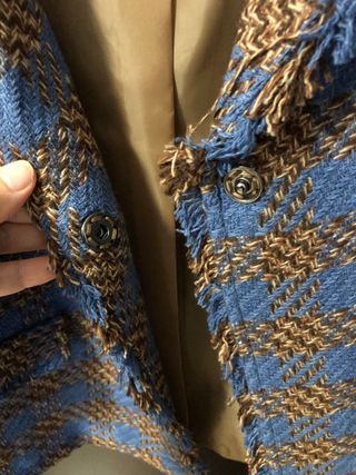 Giacca lana misto blu e marrone